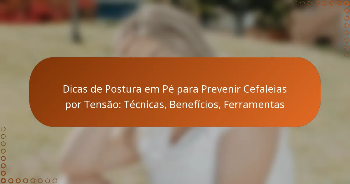 Dicas de Postura em Pé para Prevenir Cefaleias por Tensão: Técnicas, Benefícios, Ferramentas